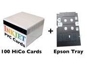 PVC ID Card Starter Kit 100 HiCo Inkjet PVC Cards PVC Card Tray for Epson R280 Artisan 50 RX595 R260 and others