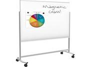 Best Rite 74951 Visionary Move Mobile Magnetic Glass Whiteboard 72 x 48 Aluminum Frame