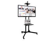 Mount-It! TV Cart Mobile TV Stand Wheeled Height Adjustable Flat Screen Television Stands with Rolling Casters and Shelf
