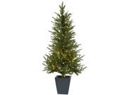 Nearly Natural 4.5 Christmas Tree With Clear Lights Decorative Planter