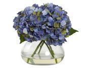 Nearly Natural Large Blooming Hydrangea With Vase In Blue
