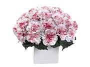Nearly Natural Carnation Arrangement With Vase In White Mauve