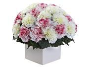 Nearly Natural Carnation Arrangement With Vase In Mauve White