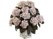 Nearly Natural Hydrangea With Large Floral Planter In Cream Pink