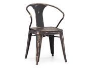 Zuo Modern Helix Dining Chair Antique Black Gold Steel Set of 2