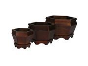 Nearly Natural Wooden Hexagon Decorative Planter Set of 3