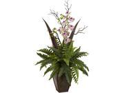 Nearly Natural Fern And Orchid Arrangement