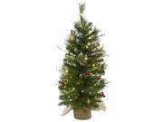 Nearly Natural 3 Christmas Tree With Clear Lights Berries Burlap Bag