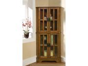 Four Shelf Corner Curio Cabinet with Windowpane Style Door Fronts in Brown by Coaster