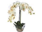 Nearly Natural Phalaenopsis w Glass Vase Silk Flower Arrangement