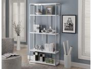 Monarch Specialties Glossy White Chrome Metal 72 H Bookcase i3029