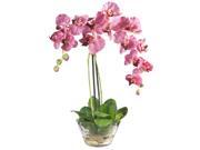 Nearly Natural 4643 PR Purple Phalaenopsis w Glass Vase Silk Flower Arrangement
