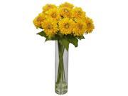 Nearly Natural 1246 YL Yellow Sunflower w Cylinder Silk Flower Arrangement