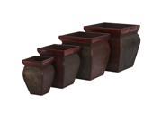 Nearly Natural 0523 Brown Square Planters w Rim Set of 4