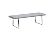 Zuo Modern Cartierville Bench w Tufted Gray Fabric Seat on Stainless Legs