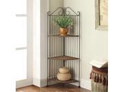 4D Concepts 144023 Farmington 3 Tier Folding Corner Maize Weave Bookcase Wicker Metal