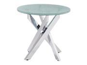 Zuo Modern Stance Side Table w Chrome Base Round Crackled Glass Top
