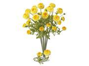 Nearly Natural 23 Ranunculus Stem Set of 12 in Yellow