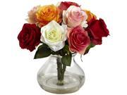 Nearly Natural Rose Arrangement With Vase In Assorted