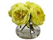 Nearly Natural Fancy Rose With Vase In Yellow