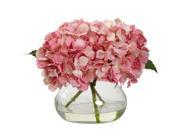 Nearly Natural Blooming Hydrangea With Vase In Pink