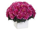 Nearly Natural Carnation Arrangement With Vase In Dark Pink