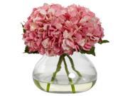 Nearly Natural Large Blooming Hydrangea With Vase In Pink