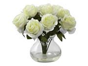 Nearly Natural Rose Arrangement With Vase In White