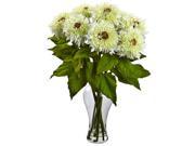 Nearly Natural Sunflower Arrangement With Vase In White