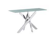 Zuo Modern Stance Console Table w Chrome Base Round Crackled Glass Top