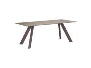 Zuo Modern Emard Dining Table in Mocha Painted Steel w Matte Glass Top