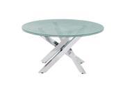 Zuo Modern Stance Coffee Table w Chrome Base Round Crackled Glass Top