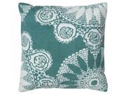 Rizzy Home Pillow Cover With Hidden Zipper In Teal And White [Set of 2]