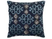 Rizzy Home Pillow Cover With Hidden Zipper In Navy And Silver [Set of 2]