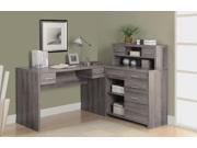 Monarch Specialties Dark Taupe Reclaimed Look L Shaped Office Desk i7318