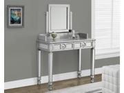 Monarch Specialties Brushed Silver Mirrored Vanity With 2 Drawers I 3711