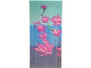 Bamboo54 5262 Blue Back Pink Flower Curtain