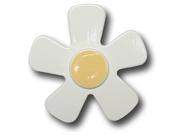 One World White Daisy with Pastel Yellow Center Wooden Drawer Pulls [Set of 2]