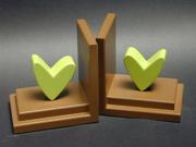 One World Lime Heart Bookends