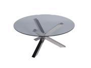 Moes Home Redondo Round Glass Coffee Table w Stainless Steel Base