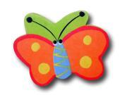 One World Butterfly Orange and Green Back Wooden Drawer Pulls [Set of 2]