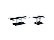Global Furniture USA T2108 2 Piece Rectangular Glass Coffee Table Set w Silver Legs