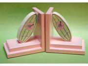 One World Girl Surfboard Bookends with Pink Base