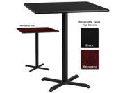 Flash Furniture 36 Inch Square Bar Table w Black or Mahogany Reversible Laminate Top