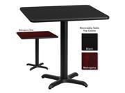 Flash Furniture 30 Inch Square Dining Table w Black or Mahogany Reversible Laminate Top