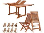 All Things Cedar Java Teak 9 Piece Butterfly Folding Chair Set