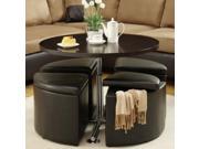 Homelegance Rowley Round Gas Lift Dining Table w 4 Storage Ottomans