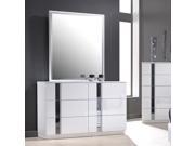 J M Furniture Palermo Dresser w Mirror in White Lacquer Chrome