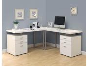 Monarch Specialties I 7027 3 White 3 Piece Hollow Core L Shaped Desk Set