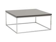 Eurostyle Teresa Square Coffee Table in Gray Lacquer Chrome